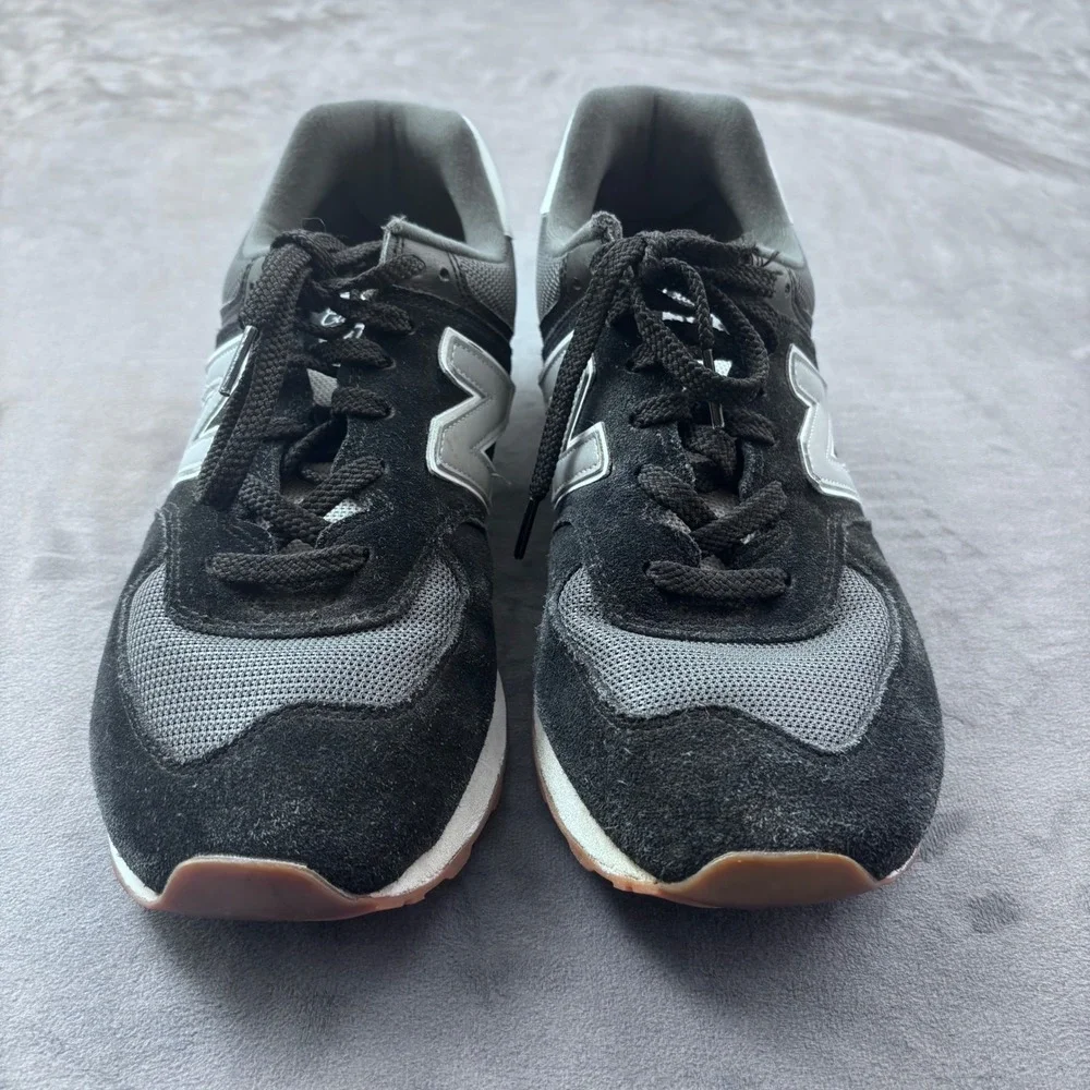 New Balance 574 Classic Womens Sneakers Black Grey Suede ML574EGG Gum Sole